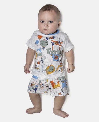 Pijama Masculino Bebê Manga Curta e Short