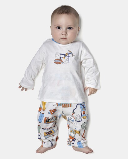Pijama Masculino Bebê Manga Longa e Calça