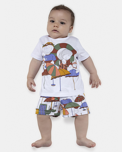 Pijama Masculino Bebe Manga Curta e Short