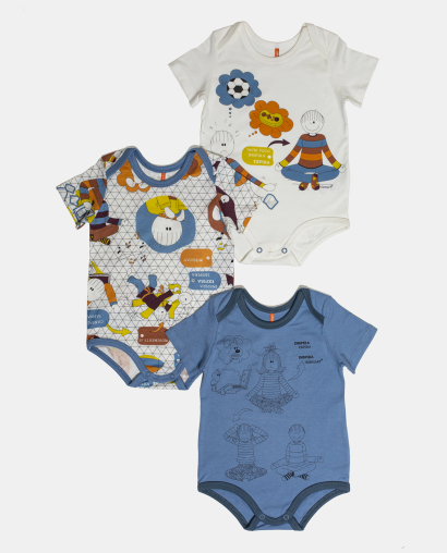 Kit Body Masculino Bebe Manga Curta
