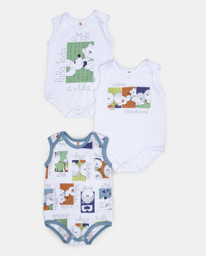 Kit Body Masculino Bebe Sem Mangas