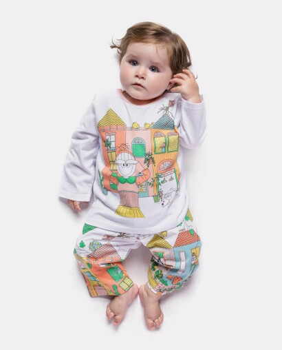Pijama manga longa e calça 