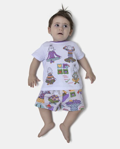 Pijama Feminino Bebe Manga Curta e Short