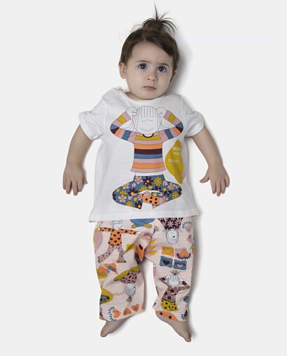 Pijama Feminino Bebe Manga Curta e Calça