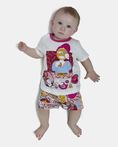 Pijama Feminino Bebe Manga Curta e Short