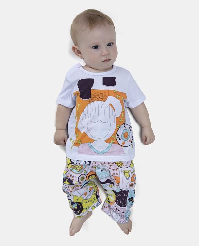 Pijama Feminino Bebe Manga Curta e Calça