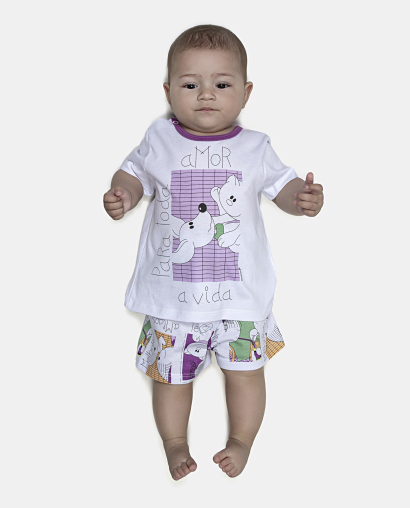 Pijama Feminino Bebe Manga Curta e Short