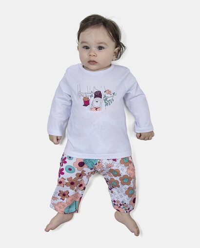 Pijama Feminino Bebe Manga Longa e Calça