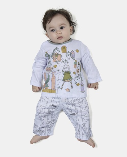 Pijama Feminino Bebe Manga Longa e Calça