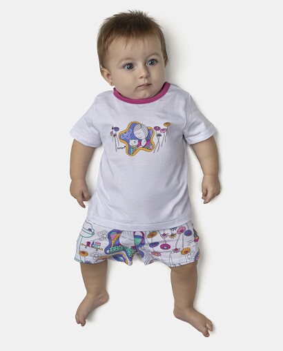 Pijama Feminino Bebê Manga Curta e Short