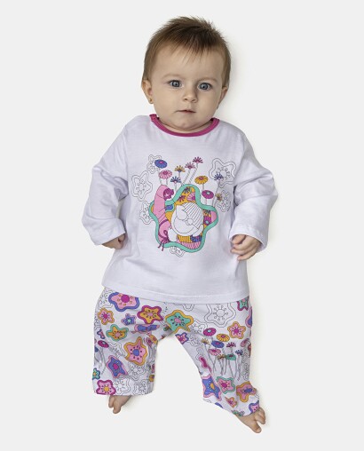 Pijama Feminino Bebê Manga Longa e Calça