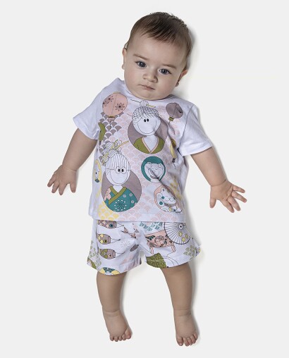 Pijama Feminino Bebê Manga Curta e Short