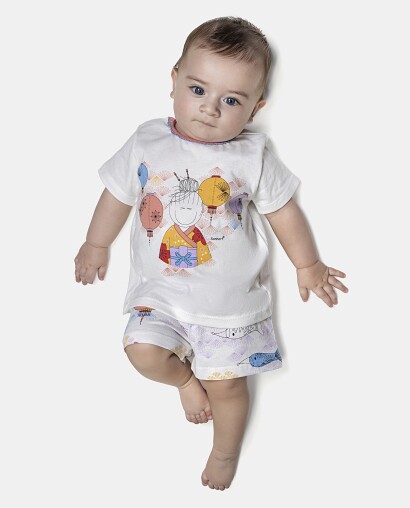 Pijama Feminino Bebê Manga Curta e Short