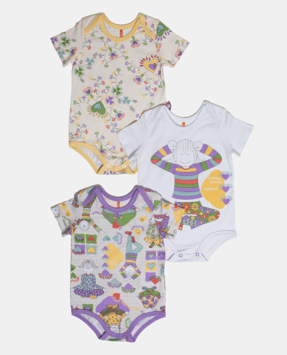 Kit Body Feminino Bebe Manga Curta