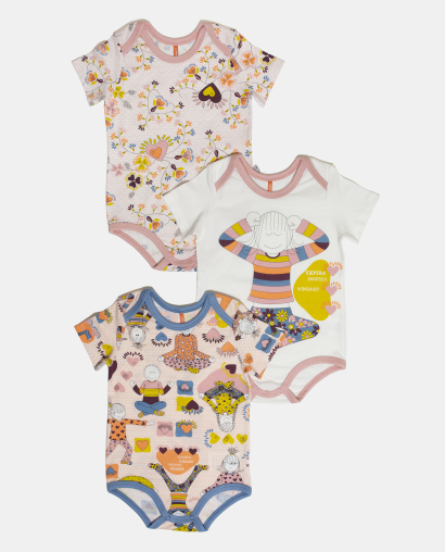 Kit Body Feminino Bebe Manga Curta