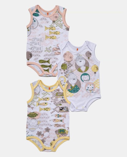 Kit Body Feminino Bebê Sem Mangas 