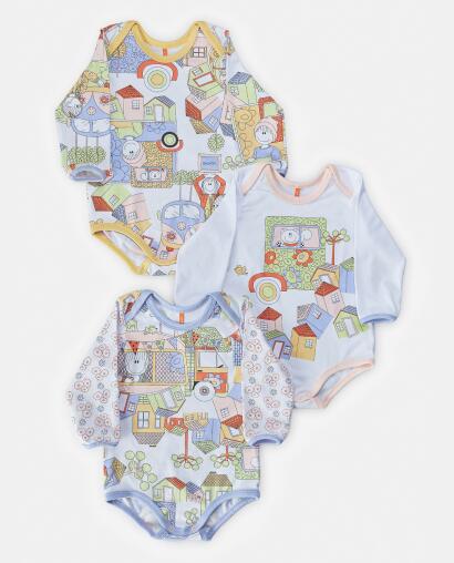 Kit Body Bebe Manga Longa Feminino