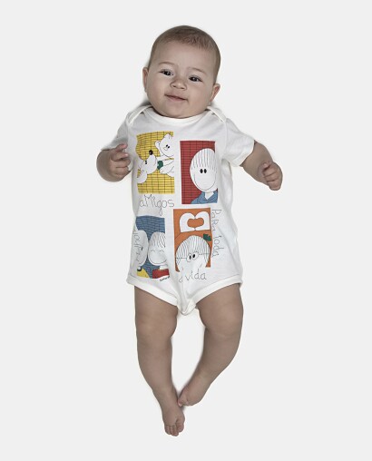 Body Bebe Manga Curta Unissex 
