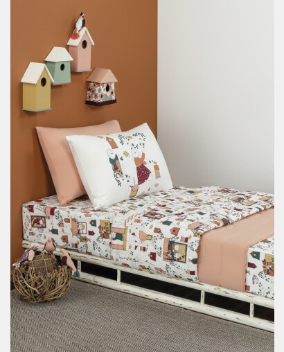 Lençol Elástico com Fronhas Berço Feminino