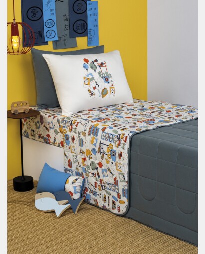 Lençol Elástico com Fronhas Berço Masculino