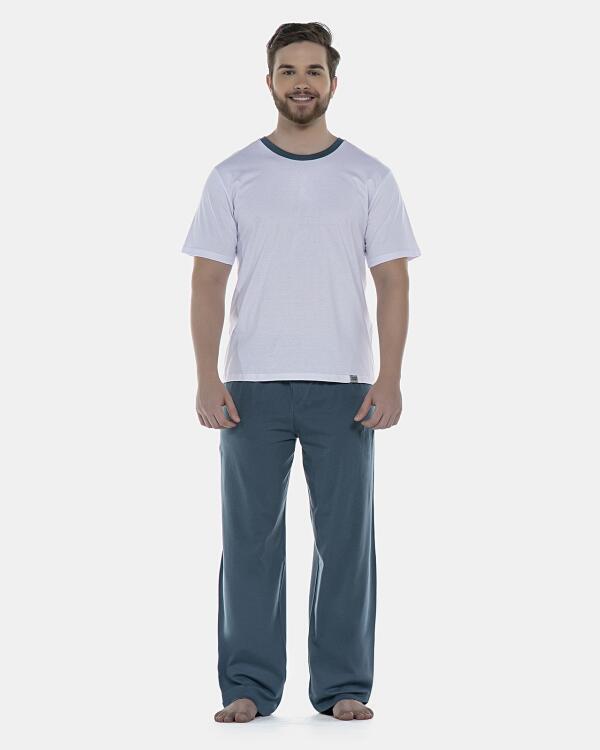 Pijama Masculino Adulto Manga Curta e Calça
