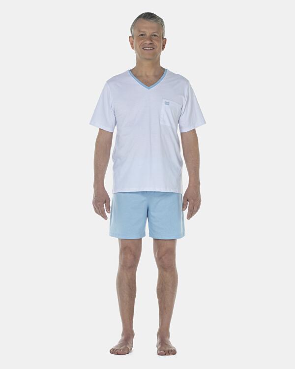 Pijama Masculino Adulto Manga Curta e Short Decote V