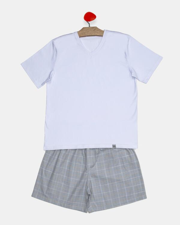 Pijama Masculino Adulto Manga Curta e Short Tricoline