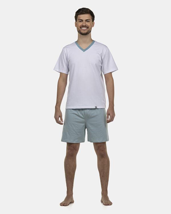 Pijama Masculino Adulto Manga Curta Decote V Short