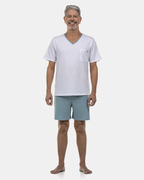 Pijama Masculino Adulto Manga Curta  Decote V e Short
