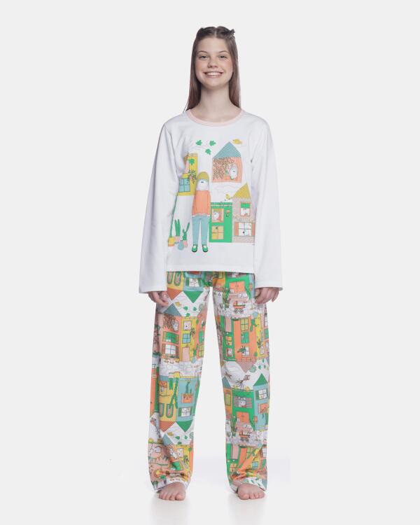 Pijama Feminino Adulto Manga Longa e Calça