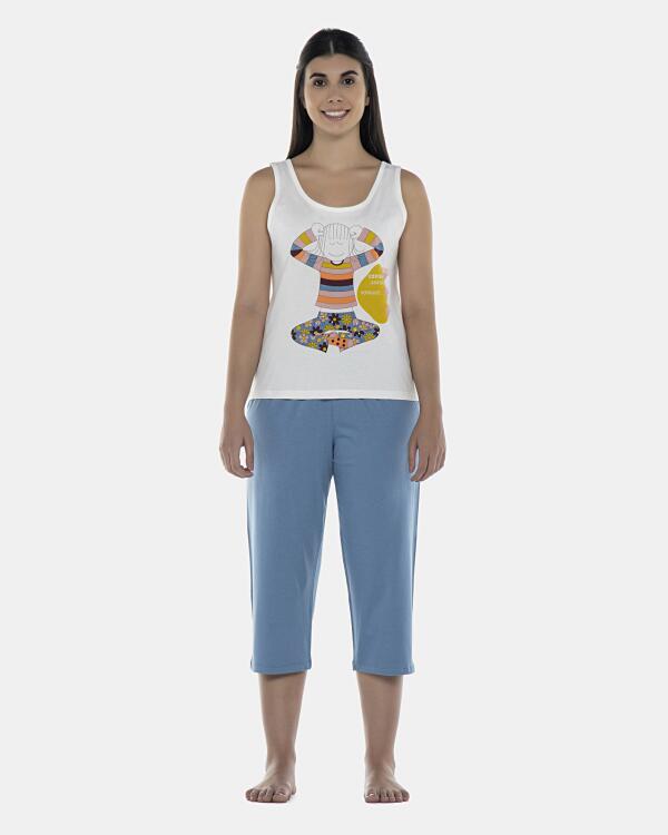 Pijama Feminino Adulto Regata e Corsário