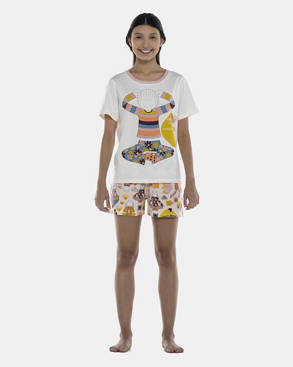 Pijama Feminino Adulto Manga Curta e Short