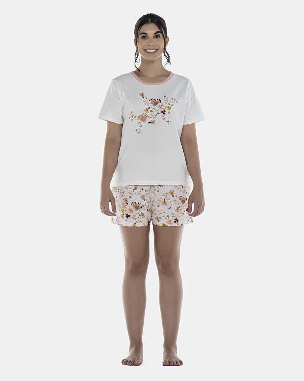 Pijama Feminino Adulto Manga Curta e Short