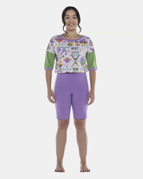 Pijama Feminino Adulto Macacão e Camisete