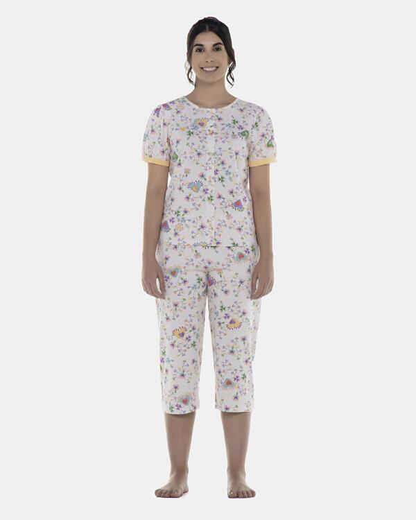 Pijama Feminino Adulto Manga Curta Aberta e Corsário