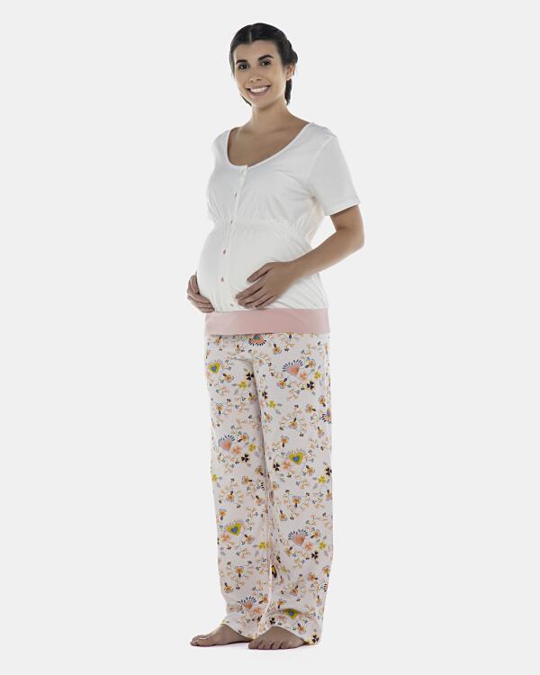 Pijama Feminino Gestante Manga Curta e Calça