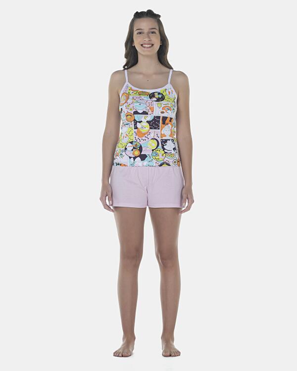 Pijama Feminino Adulto Alça e Short