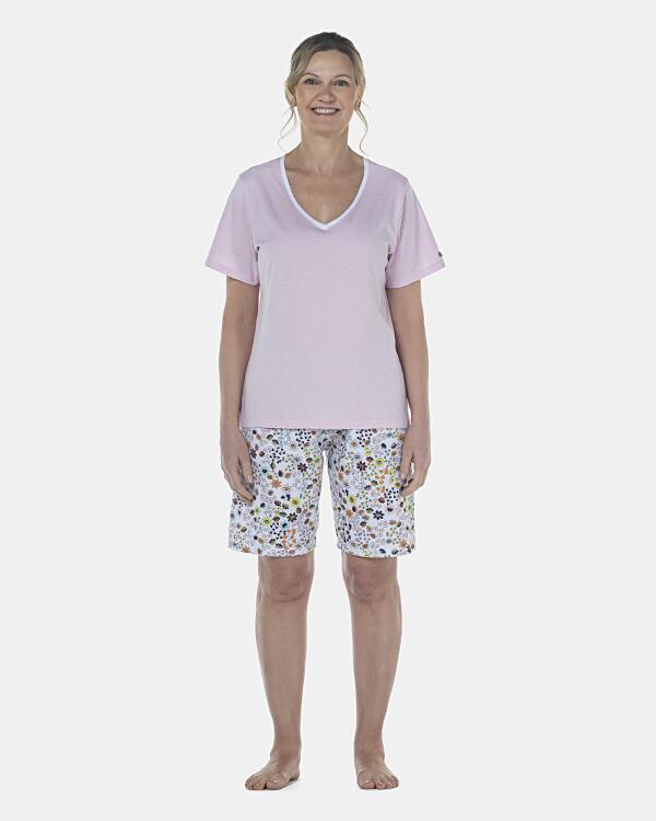 Pijama Feminino Adulto Manga Curta e Bermuda
