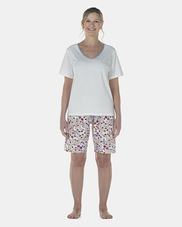 Pijama Feminino Adulto Manga Curta e Bermuda