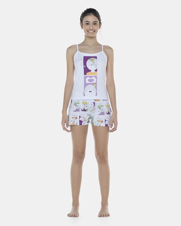 Pijama Feminino Adulto Alça e Short