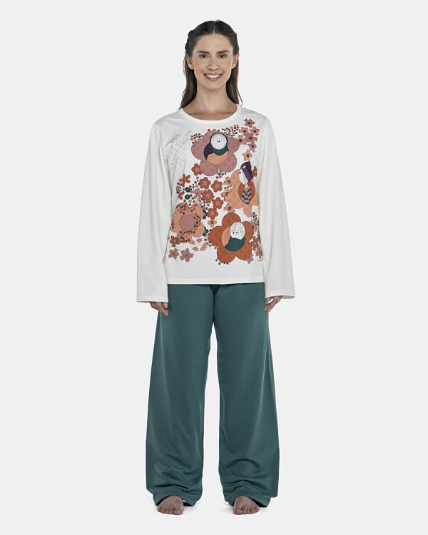 Pijama Feminino Adulto Manga Longa e Calça Moletinho
