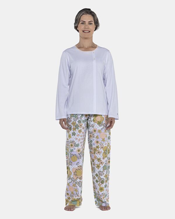 Pijama Feminino Adulto Manga Longa e Calça