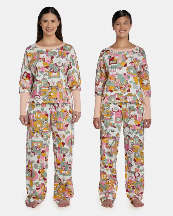 Pijama Feminino Adulto Manga Longa e Calça