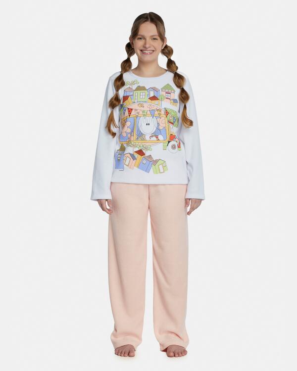 Pijama Feminino Adulto Manga Longa e Calça Plush