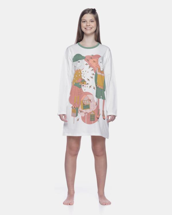 Camisão Feminino Adulto Manga Longa