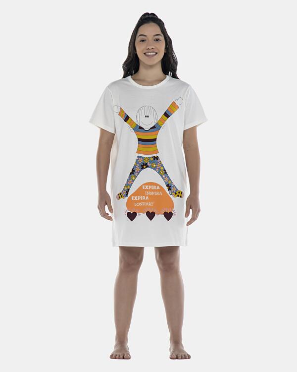 Camisão Feminino Adulto Manga Curta