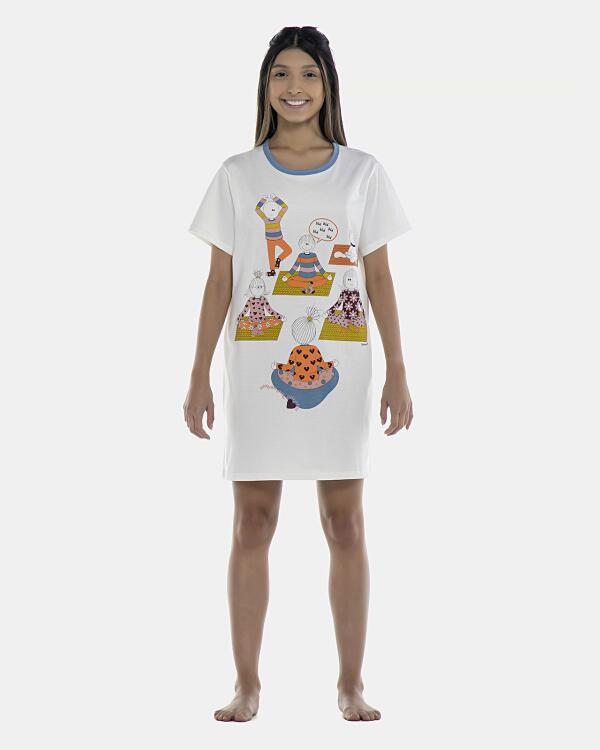 Camisão Feminino Adulto Manga Curta