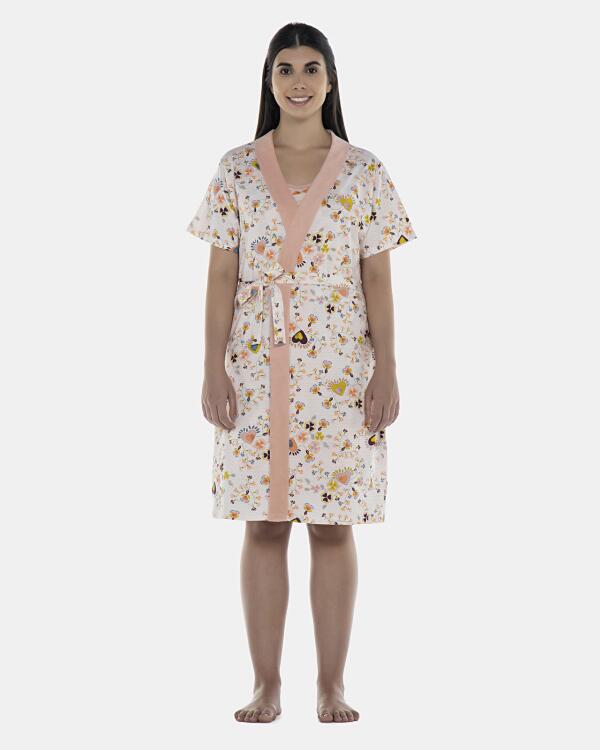 Robe Feminino Adulto Manga Curta