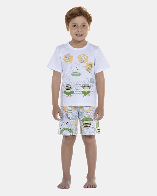 Pijama Masculino Kids Manga Curta e Bermuda