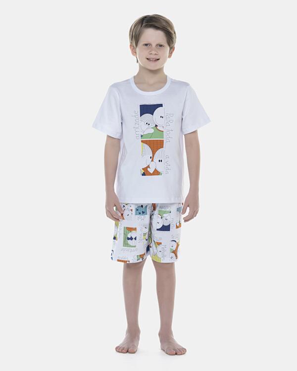 Pijama Masculino Kids Manga Curta e Bermuda